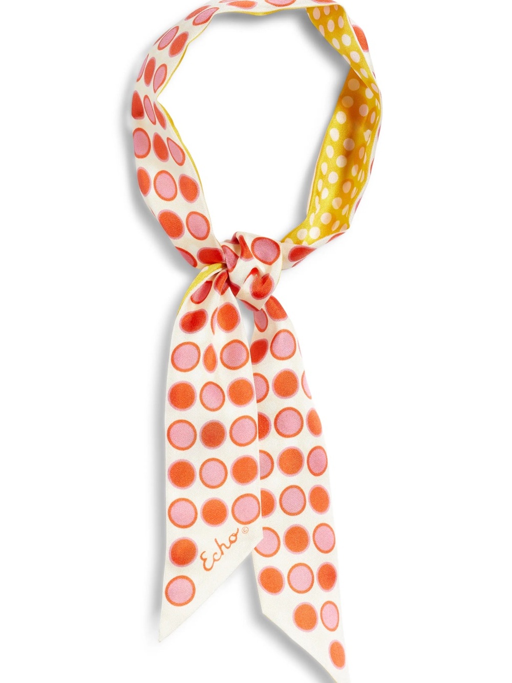 Polka Dot Twilly Yellow Red Pink White 100% Silk